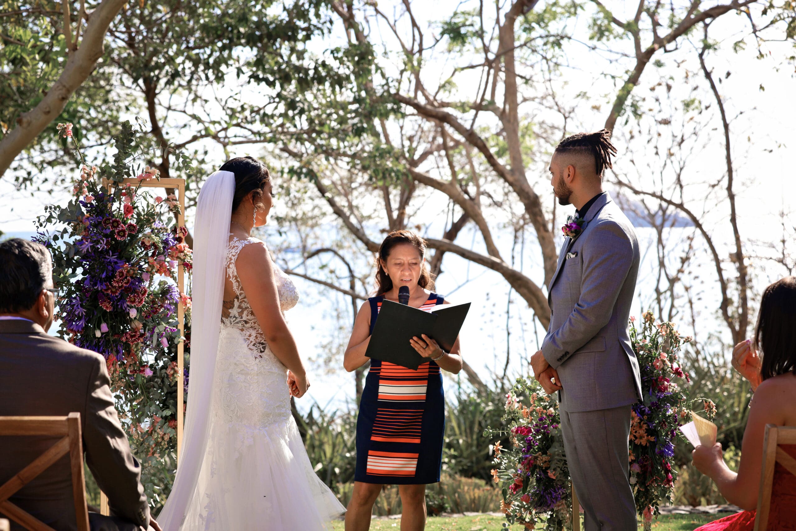 Lush tropical wedding venue ready for a beautiful ceremony